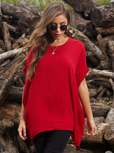 Red Asymmetrical Tunic Top for Women