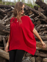 Red Asymmetrical Tunic Top for Women