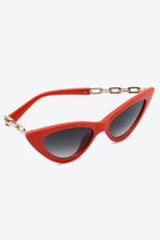 Red Cat Eye Sunglasses with Gold Chain Detail UV400 Protection