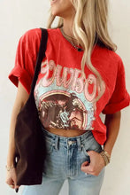 Red Cowboy Graphic T Shirt for Women Red Woman T Shirts