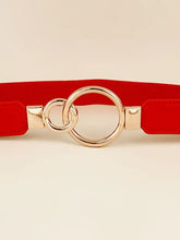 Red elastic PU belt with double ring buckle