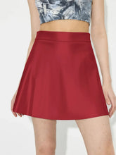 Red Flared Skater Skirt Basic Style for Women Deep Red