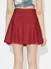 Red Flared Skater Skirt Basic Style for Women