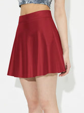 Red Flared Skater Skirt Basic Style for Women