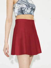 Red Flared Skater Skirt Basic Style for Women