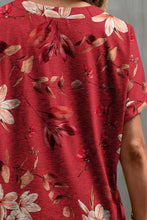 Red Floral Button-Up Blouse for Women
