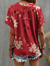 Red Floral Button-Up Blouse for Women