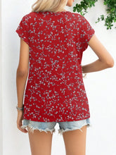 Red Floral Twist Front Stretch Top for Women
