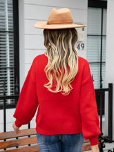 Red Heart Sweater Long Sleeve Length Pullover for Women