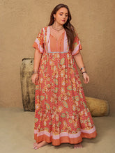 Red Paisley Boho Floral Maxi Dress