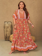 Red Paisley Boho Floral Maxi Dress