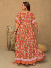 Red Paisley Boho Floral Maxi Dress
