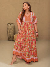 Red Paisley Boho Floral Maxi Dress