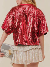 Red Sequin Christmas Gift Box Shirt for Women