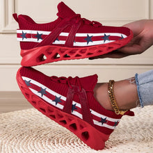 Red Star Striped Athletic Shoes for Women Red