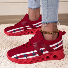 Red Star Striped Athletic Shoes for Women