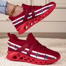 Red Star Striped Athletic Shoes for Women
