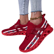 Red Star Striped Athletic Shoes for Women