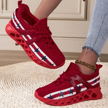 Red Star Striped Athletic Shoes for Women