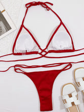 Red String Bikini Set High Cut with Removable Padding