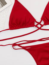 Red String Bikini Set High Cut with Removable Padding
