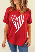 Red T-Shirt with American Flag Heart Design for Women Woman T Shirts