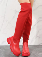 Red Thigh High Platform Boots for Women