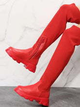 Red Thigh High Platform Boots for Women