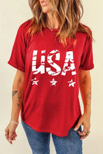 Red USA Graphic T-Shirt for Women Deep Red Woman T Shirts