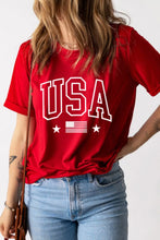 Red USA Graphic T-Shirt with American Flag for Women Red
