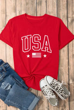 Red USA Graphic T-Shirt with American Flag for Women Woman T Shirts