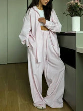 Soft pink oversized button-up shirt from Relaxed Fit Long Sleeve Shirt and Pants Set