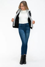 Removable Faux Layered Black Jacket with Fuzzy Hood for Women Woman Outerwear