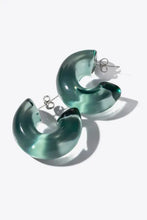 Resin C-Hoop Earrings Dark Green One Size Earrings
