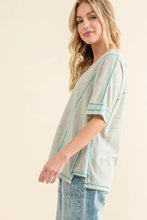 Reversed Stitch Basic T-Shirts for Women with Contrast Stitching