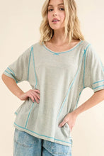 Reversed Stitch Basic T-Shirts for Women with Contrast Stitching