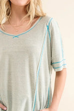 Reversed Stitch Basic T-Shirts for Women with Contrast Stitching