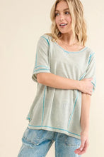 Reversed Stitch Basic T-Shirts for Women with Contrast Stitching