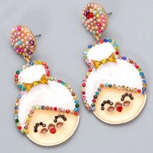 Rhinestone Alloy Mrs Claus Dangle Earrings with Pearls