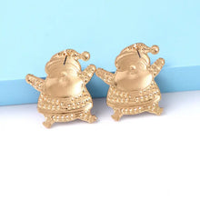 Gold rhinestone alloy Santa earrings with rhinestones