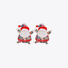 Silver rhinestone alloy Santa earrings with red accents and colorful gems