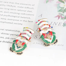 Rhinestone Alloy Santa Earrings Earrings