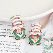 Rhinestone alloy Santa earrings with festive gnome design