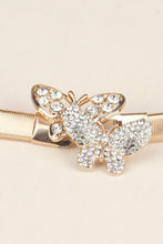 Gold rhinestone butterfly elastic metal belt for thin waist