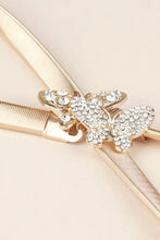 Gold rhinestone butterfly elastic metal belt with zipper clutch