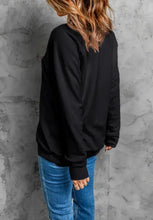Black rhinestone checkered lucky clover oversized sweatshirt for women