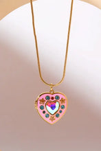 Rhinestone Decor Heart Box Pendant Necklace Necklaces