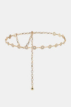 Rhinestone decor zinc alloy chain belt with adjustable heart charm