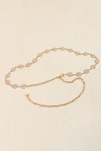 Rhinestone decor zinc alloy chain belt with floral links and heart charm