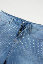 Rhinestone High Waist Denim Shorts Denim Shorts
